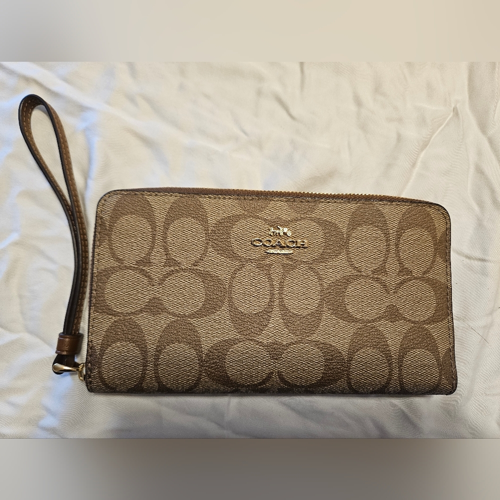 Coach Brown Signature Wristlet